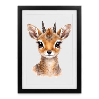 Gentle gaze – dwarf antelope Dikdik - Framed poster (27 × 37 cm) - black - Front