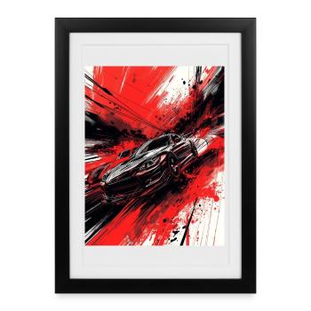 Japon Rouge Noir frénétique - Affiche encadrée (27 × 37 cm) - noir - Devant
