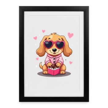 Dackel teckel teckel tekel - Affiche encadrée (27 × 37 cm) - noir - Devant