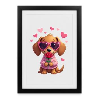 Dackel teckel teckel tekel - Affiche encadrée (27 × 37 cm) - noir - Devant