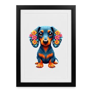 Dackel teckel teckel tekel - Affiche encadrée (27 × 37 cm) - noir - Devant