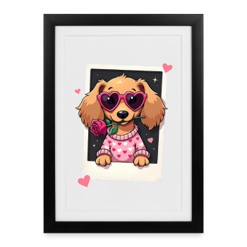 Dackel teckel teckel tekel - Affiche encadrée (27 × 37 cm) - noir - Devant