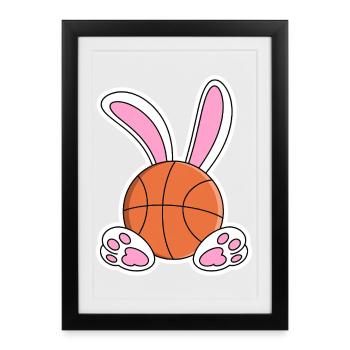 Easter Basketball Bunny Design - Framed poster (27 × 37 cm) - black - Front