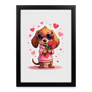 Dackel teckel teckel tekel - Affiche encadrée (27 × 37 cm) - noir - Devant