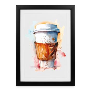 Aquarelle ToGo Coffee - Affiche encadrée (27 × 37 cm) - noir - Devant