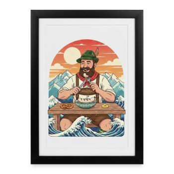 Weißwurst Alpen Kawaii Anime - Framed poster (27 × 37 cm) - black - Front