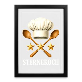Star Chef Best Chef Gift Chef Costume Kitchen - Framed poster (27 × 37 cm) - black - Front