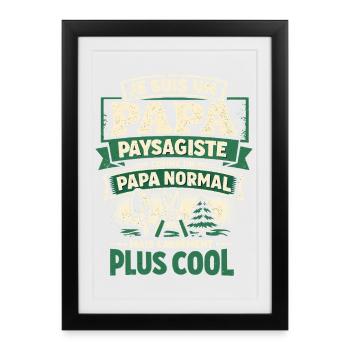 Papa Paysagiste Cadeau Original Drôle Homme - Affiche encadrée (27 × 37 cm) - noir - Devant