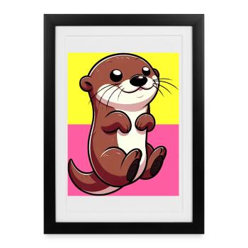 loutre - Affiche encadrée (27 × 37 cm) - noir - Devant