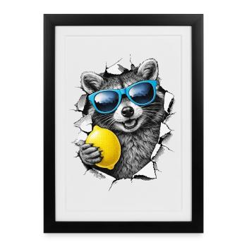 Lunettes de soleil Raccoon Lemon - Affiche encadrée (27 × 37 cm) - noir - Devant