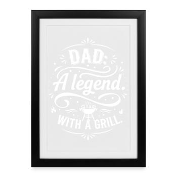 Légende du père au grill - Affiche encadrée (27 × 37 cm) - noir - Devant