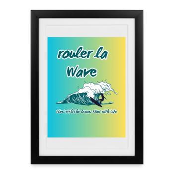 Teal_Illustrated_Wave - Affiche encadrée (27 × 37 cm) - noir - Devant