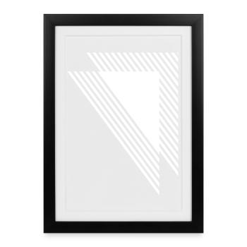 Geometric Triangles Diagonal Monochrome Grid - Framed poster (27 × 37 cm) - black - Front