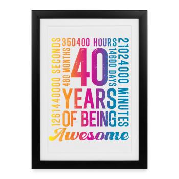 40 years 40th birthday - Framed poster (27 × 37 cm) - black - Front