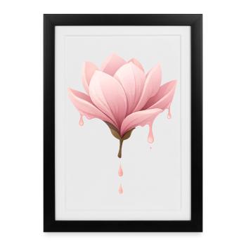 Illustration de la fleur de magnolia Fleur qui goutte - Affiche encadrée (27 × 37 cm) - noir - Devant