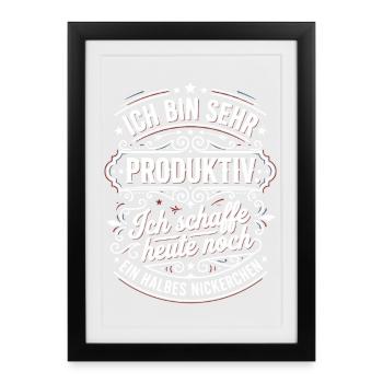 Je suis très productif : demi-sieste - Affiche encadrée (27 × 37 cm) - noir - Devant