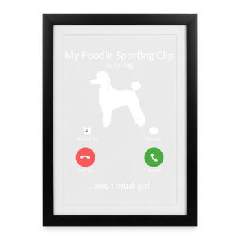 Poodle Incoming Call Funny Phone Interface Art - Framed poster (27 × 37 cm) - black - Front