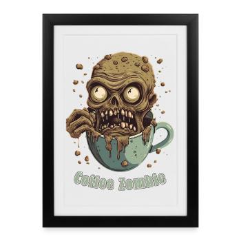 Monstre du café - Zombie caféine - Râle du matin - Affiche encadrée (27 × 37 cm) - noir - Devant