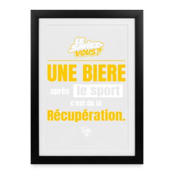 Une bière après le sport c'est de la récupération - Affiche encadrée (27 × 37 cm) - noir - Devant