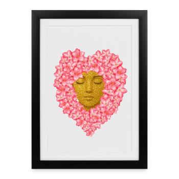 Visage fleuri de femme / Illustration de fleurs féminines - Affiche encadrée (27 × 37 cm) - noir - Devant