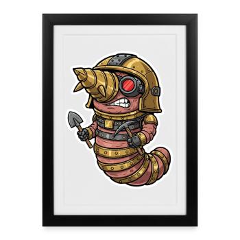 Steampunk Earthworm Drilling and Miner - Framed poster (27 × 37 cm) - black - Front