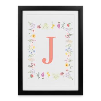 Floral Initials "J", Letters Monogram - Framed poster (27 × 37 cm) - black - Front