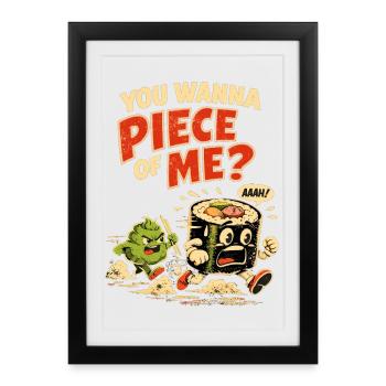 Wasabi Hunt : Dicton rétro sur le sushi – Un morceau de moi ? - Affiche encadrée (27 × 37 cm) - noir - Devant