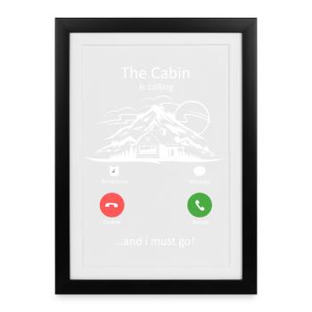 La cabane appelle Mountains Design - Affiche encadrée (27 × 37 cm) - noir - Devant