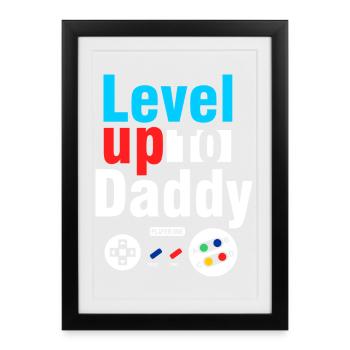Chemise Monte de niveau jusqu’à Papa Gamer - Affiche encadrée (27 × 37 cm) - noir - Devant