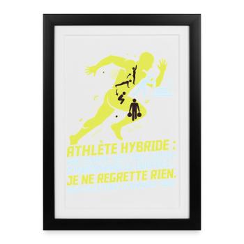 Athlète Hybride Course Fitness Humour Citation - Gerahmtes Poster (27 × 37 cm) - Schwarz - Vorne