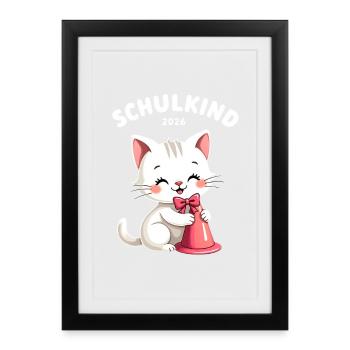 Schulkind 2026 Einschulung 2026 Schulanfang - Gerahmtes Poster (27 × 37 cm) - Schwarz - Vorne
