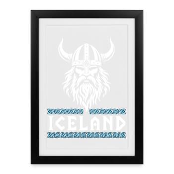 Iceland Viking Helmet Nordic Odin Design Motif - Framed poster (27 × 37 cm) - black - Front