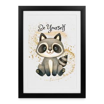 Cute raccoon on glitter - Framed poster (27 × 37 cm) - black - Front