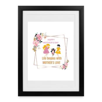Mother's Love Floral Frame - Framed poster (27 × 37 cm) - black - Front