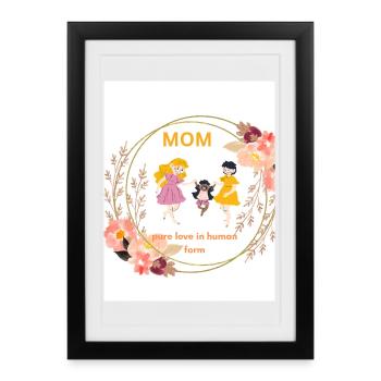 Cercle Floral Maman Pure Love - Affiche encadrée (27 × 37 cm) - noir - Devant