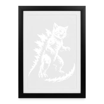 Silhouette du monstre en fourrure épineuse - Affiche encadrée (27 × 37 cm) - noir - Devant