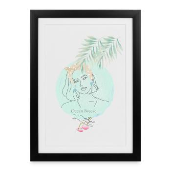 Ocean Breeze Beach Design, elegant Coastal Line - Framed poster (27 × 37 cm) - black - Front