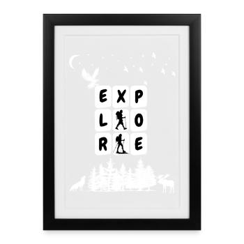Graphique Explorer le camping - Affiche encadrée (27 × 37 cm) - noir - Devant