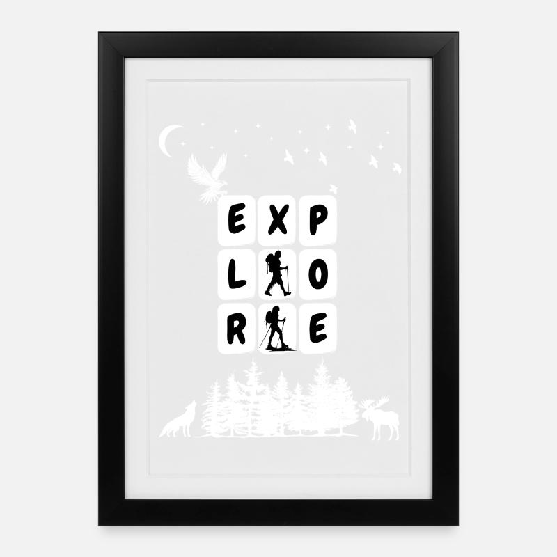 Graphique Explorer le camping - Affiche encadrée (27 × 37 cm) - noir