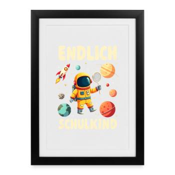 Schulkind 2026 Einschulung 2026 Schulanfang - Gerahmtes Poster (27 × 37 cm) - Schwarz - Vorne