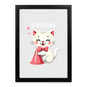 Schulkind 2026 Einschulung 2026 Schulanfang - Gerahmtes Poster (27 × 37 cm) - Schwarz - Vorne