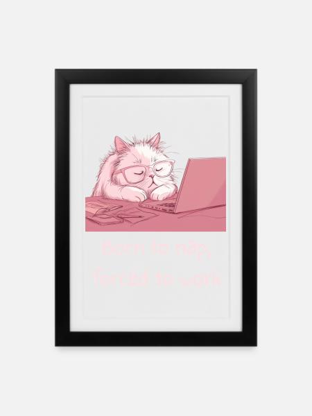Sleepy_Cat - Framed poster (27 × 37 cm) - black