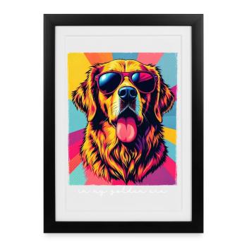 Pop Art Golden Retriever In My Golden Era - Framed poster (27 × 37 cm) - black - Front
