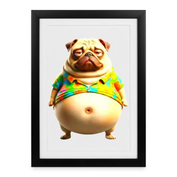 T-shirt d’été Tie Dye Dye Pug - Affiche encadrée (27 × 37 cm) - noir - Devant