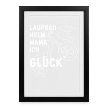 Laufrad Helm Mama Kinder Bike Humor - Gerahmtes Poster (27 × 37 cm) - Schwarz - Vorne