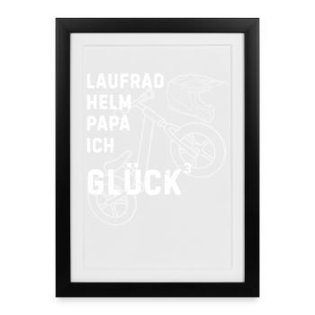 Laufrad Helm Papa – Kindermotiv - Gerahmtes Poster (27 × 37 cm) - Schwarz - Vorne