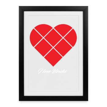 Cœur des blocs de serrage : j’adore les briques - Affiche encadrée (27 × 37 cm) - noir - Devant