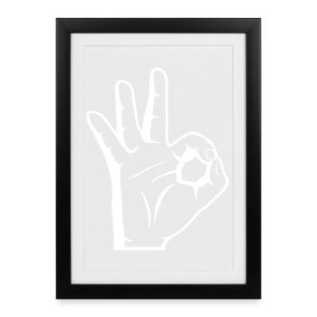 Tauchzeichen_OK_Handzeichen - Affiche encadrée (27 × 37 cm) - noir - Devant