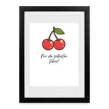 Kirsch-Vibes Süße Momente - Gerahmtes Poster (27 × 37 cm) - Schwarz - Vorne