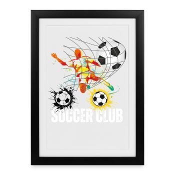 Explosion colorée du football du club de football - Affiche encadrée (27 × 37 cm) - noir - Devant